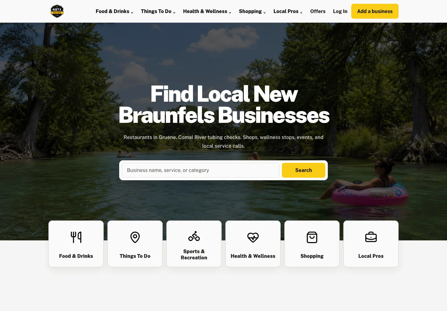 NBTX Guide website for New Braunfels
